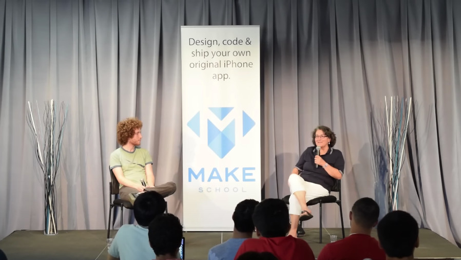 Jeremy with his mother, Joanna Hoffman at Make School.png