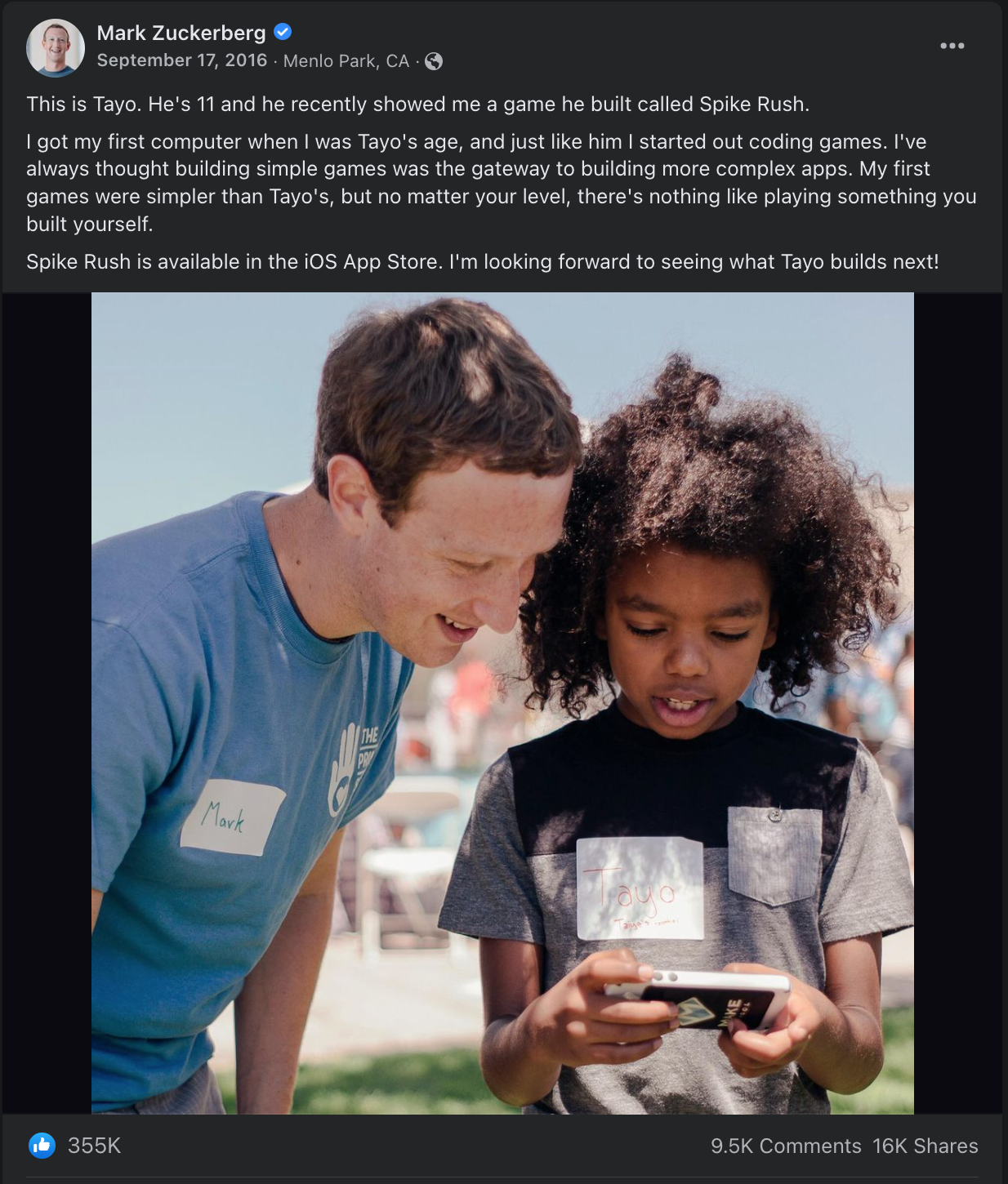 Mark Zuckerberg praises Tayo's App, Spike Rush